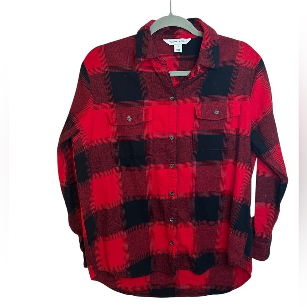 Old Navy Red Buffalo Plaid Boyfriend Flannel